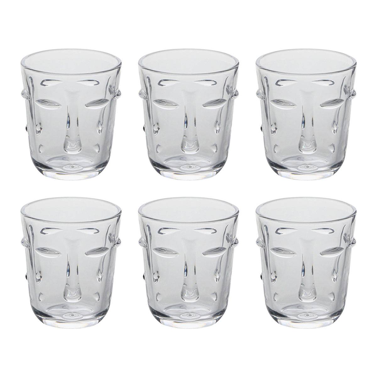 Set da 6 bicchieri bassi "Visage" Vetro, 300 ml, Trasparente Trasparente