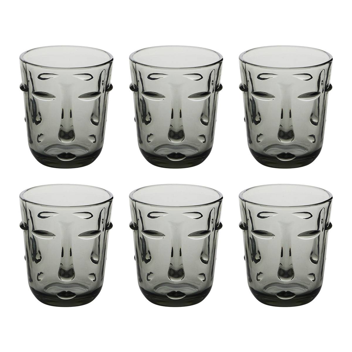 Set da 6 bicchieri bassi "Visage" Vetro, 300 ml, Trasparente Trasparente