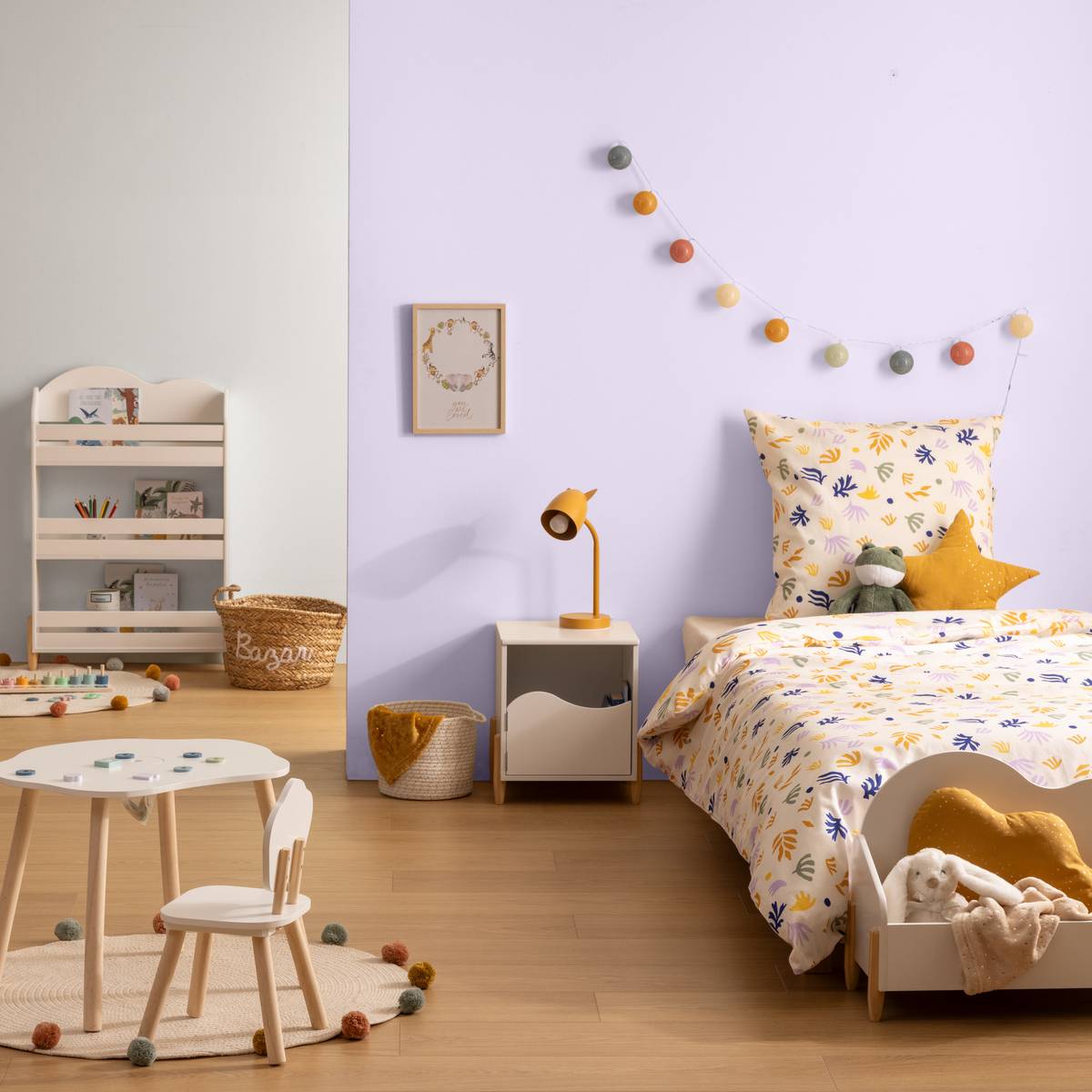 Completo letto per bambini stampato "Billie" 2 pezzi, 140x200 cm, Viola Modello A
