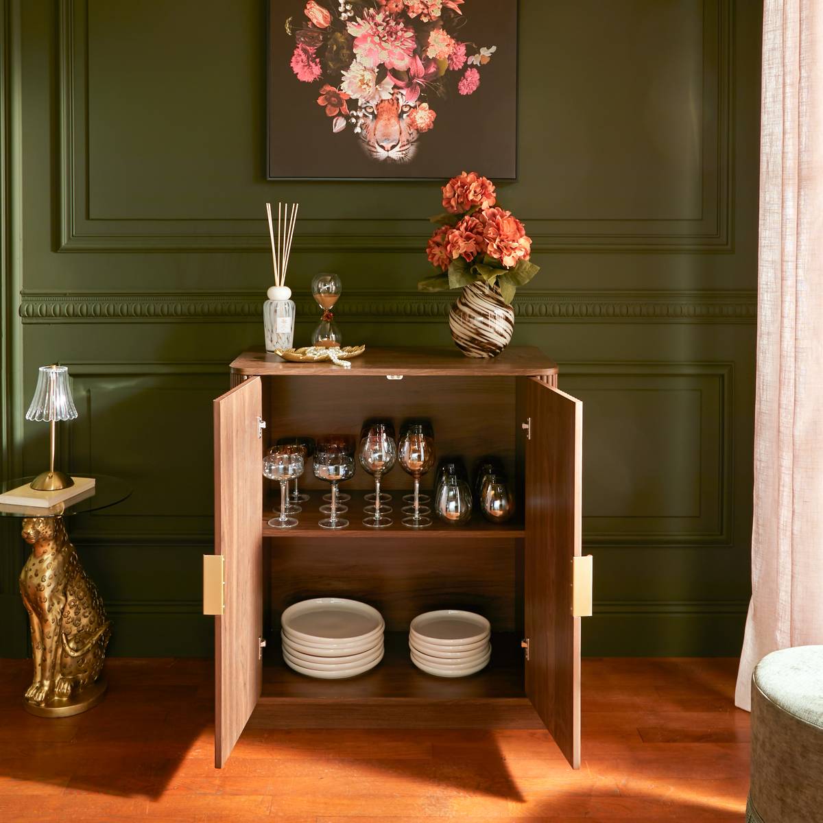 Credenza 2 ante 1 ripiano "Wany" Marrone, 80x40 cm Marrone