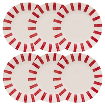 Set di 6 piatti piani "cheri" porcellana, d.26,8 cm, rosso