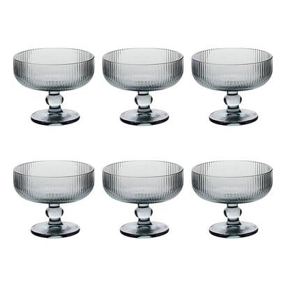 Set di 6 coppe da gelato "ema" vetro, 340 ml, grigio
