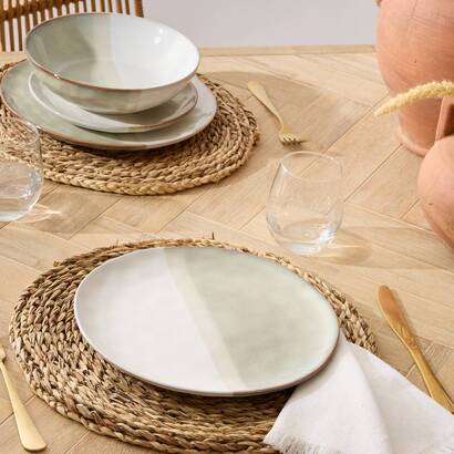 Set da 6 piatti piani "sahara " gres (ceramica), d.26,5 cm, beige