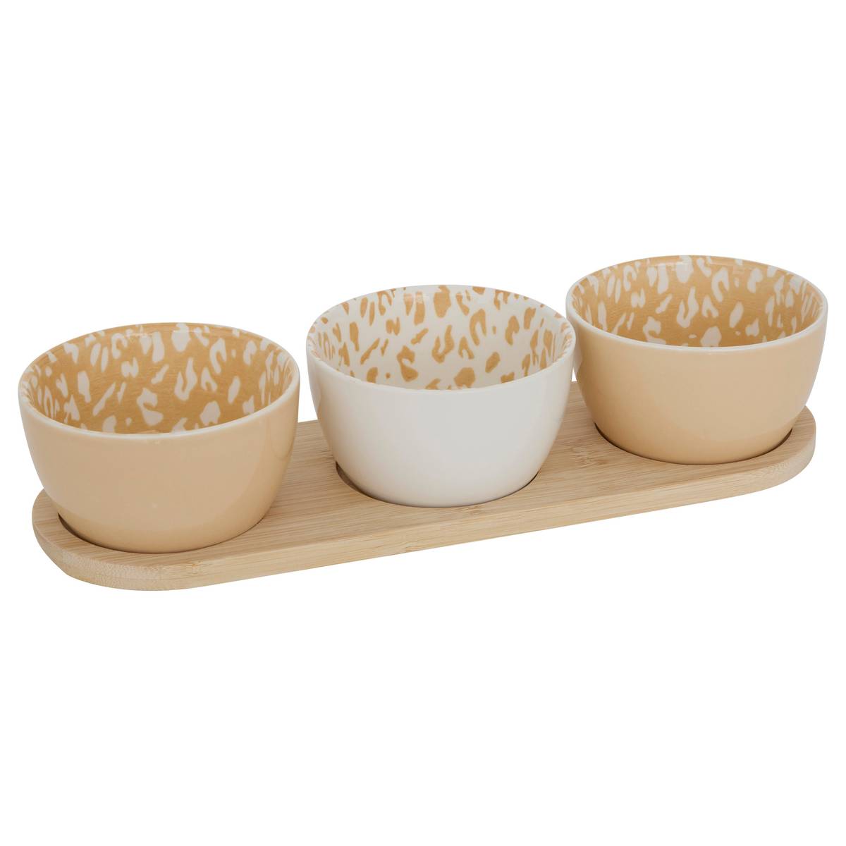 Set da aperitivo "Leopardi" gres (ceramica), 4 pezzi Beige / Bianco