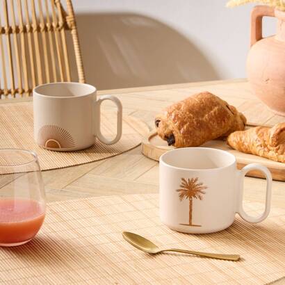 Set di 2 tazze "sunshine" gres (ceramica), 360 ml, beige