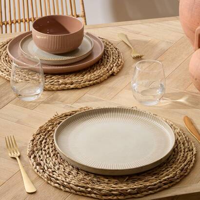 Set di 6 piatti piani "chloe" gres (ceramica), d.26,8 cm, beige