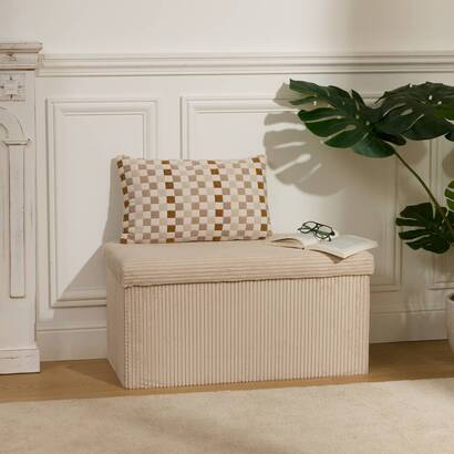 Pouf pieghevole "arum" avorio, 76x38 cm
