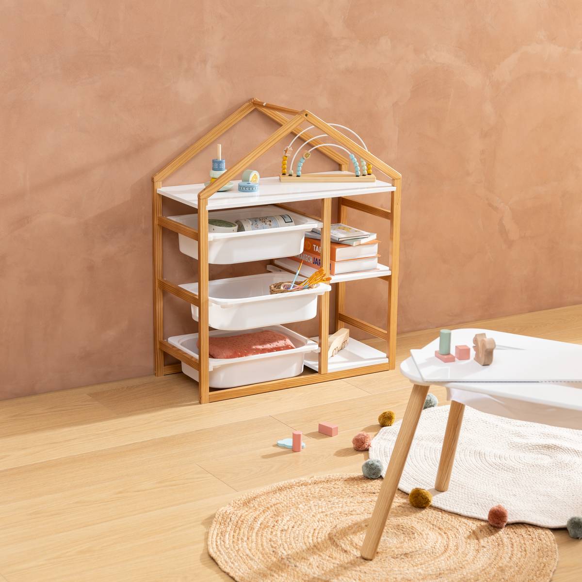 Libreria a 3 ripiani "Bako" Bianco, 68x82 cm Bianco