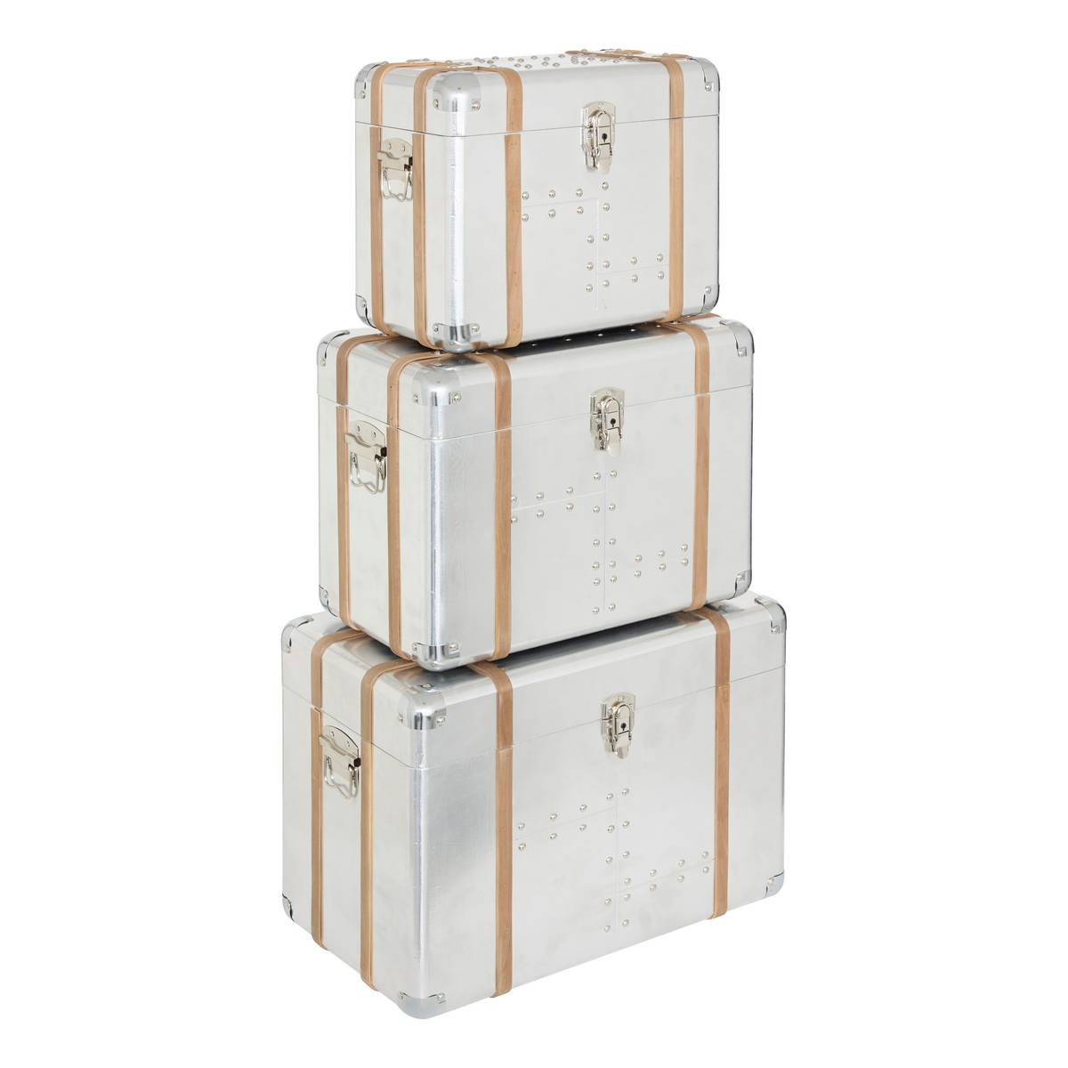Set di 3 bauli "Sky" Argento, 54x33 cm Argento