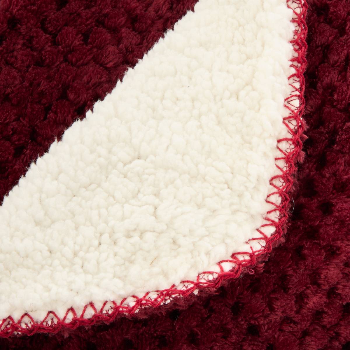 Plaid in flanella effetto sherpa "Lyno" Rosso Granato, 170x130 cm Rosso