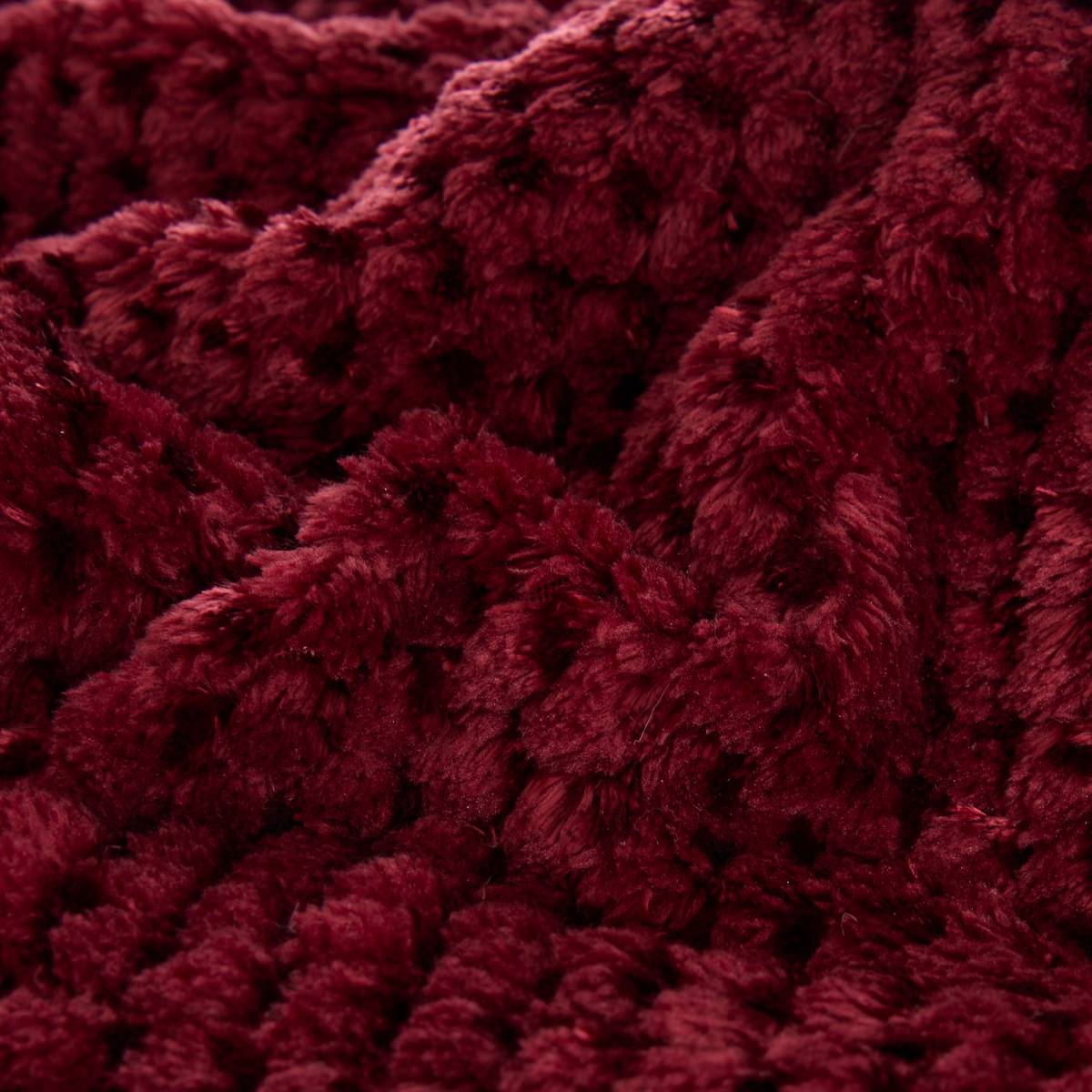 Plaid in flanella effetto sherpa "Lyno" Rosso Granato, 170x130 cm Rosso