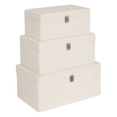 Set di 3 bauli "carlie" bianco, 54x26 cm