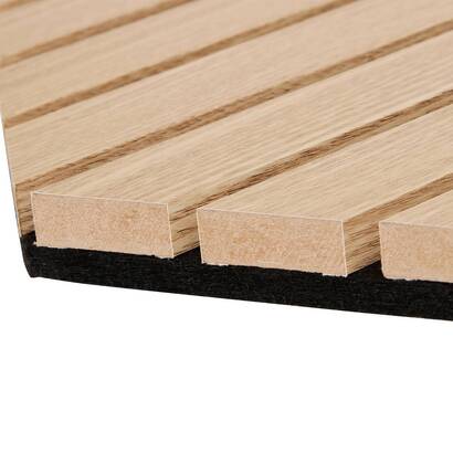 Set di 3 pannelli decorativi a listelli in legno colva effetto rovere chiaro, sfondo nero, 30x26 cm
