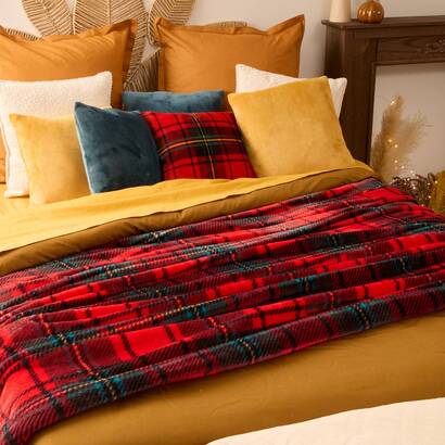 Plaid in flanella stampata "brody" rosso, 230x180 cm