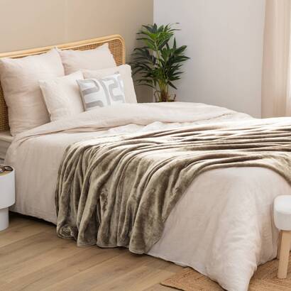 Plaid in flanella "ollis" lino beige, 260x240 cm