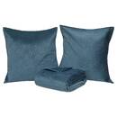 Copriletto e 2 federe "Lilou" Blu Egeo, 260x240 cm Blu