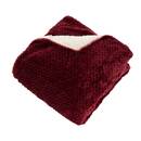 Plaid in flanella effetto sherpa "Lyno" Rosso Granato, 170x130 cm Rosso