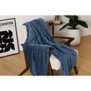 Plaid in flanella a coste "Arum" Blu inchiostro, 240x220 cm Blu