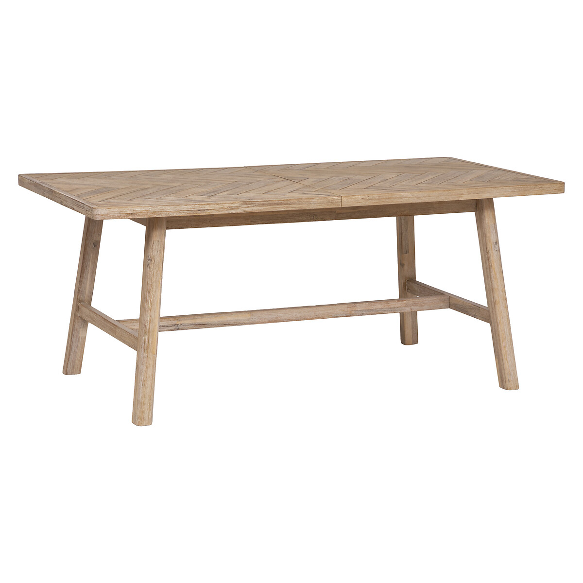 Ensemble table &agrave; manger extensible "Aeris" + 4 chaises "Slano" 1 table &agrave; manger extensible et 4 chaises blanches en bouclette Legno naturale
