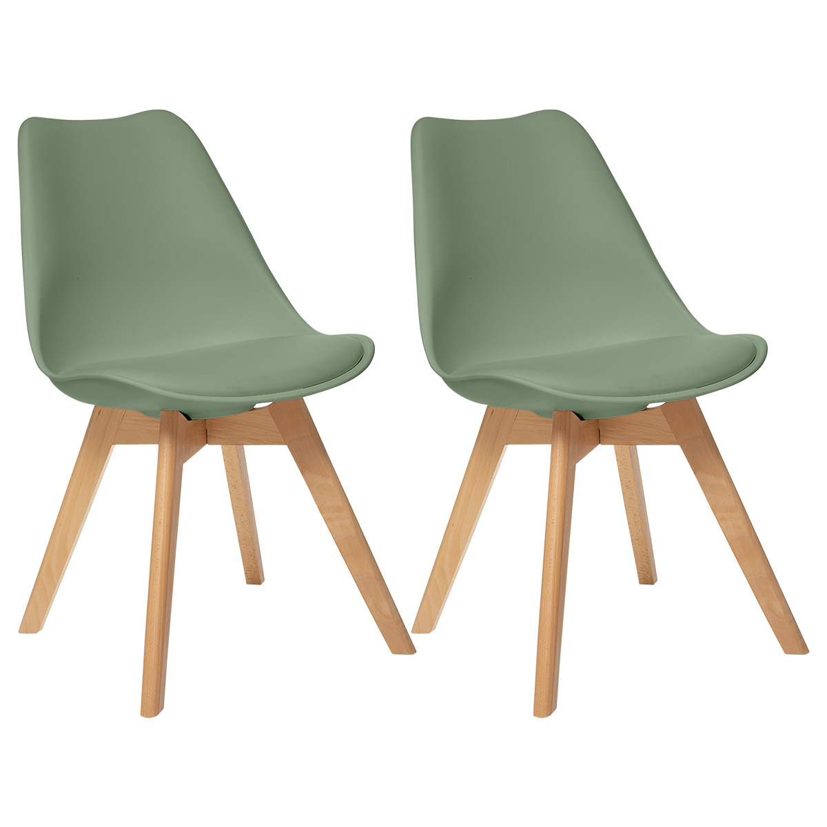 Set di 2 sedie "Baya" Faggio, verde kaki Verde cachi