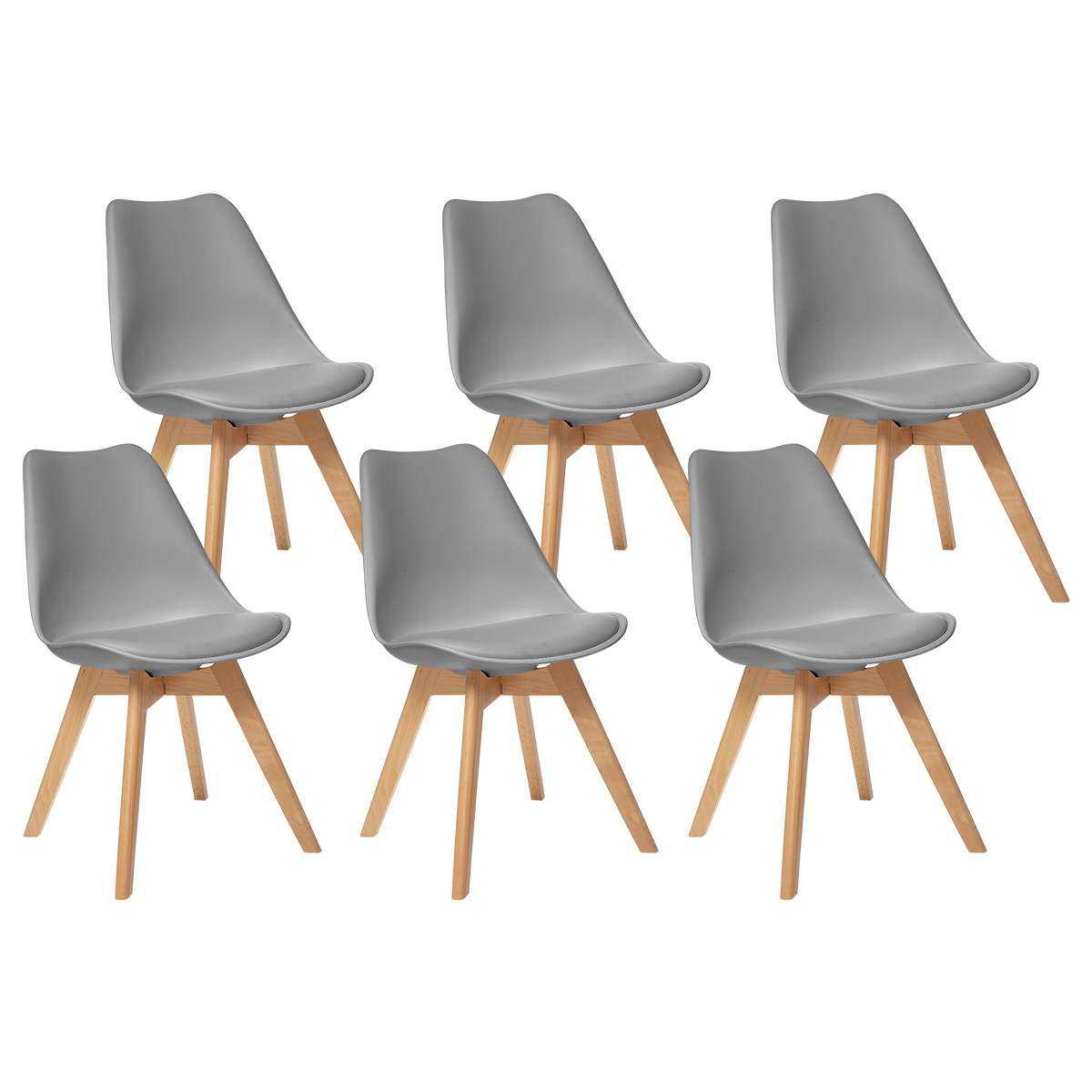 Set di 6 sedie "Baya" Faggio, grigio Grigio 2
