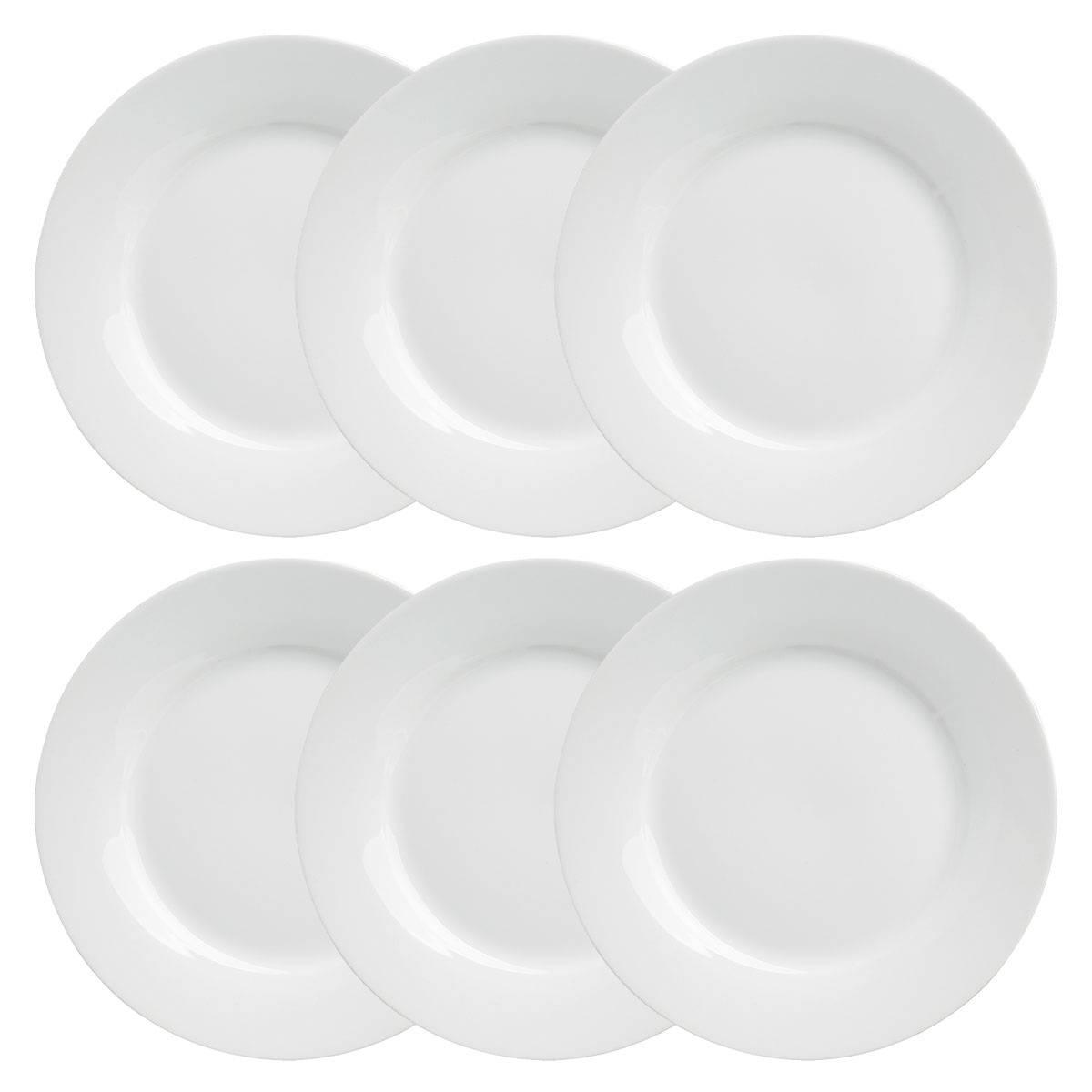 Set di 6 piatti piani "Ronde" D.27 cm, Bianco Bianco