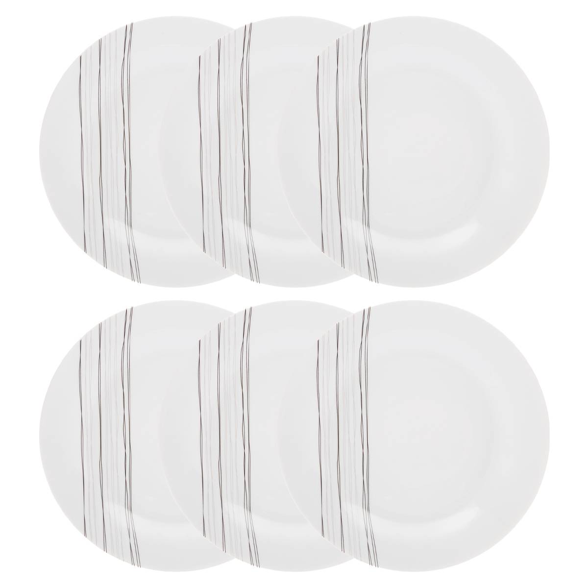 Set di 6 piatti da dessert "Linee" D.19,2 cm, Bianco Bianco