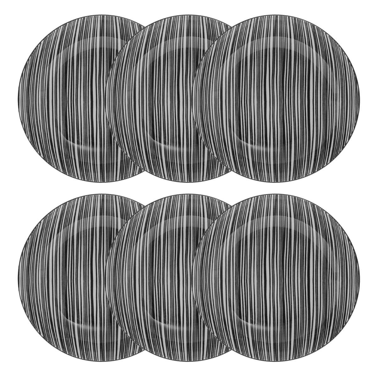 Set da 6 piatti fondi "Bohemia" D.20 cm, Nero & Bianco Nero 1