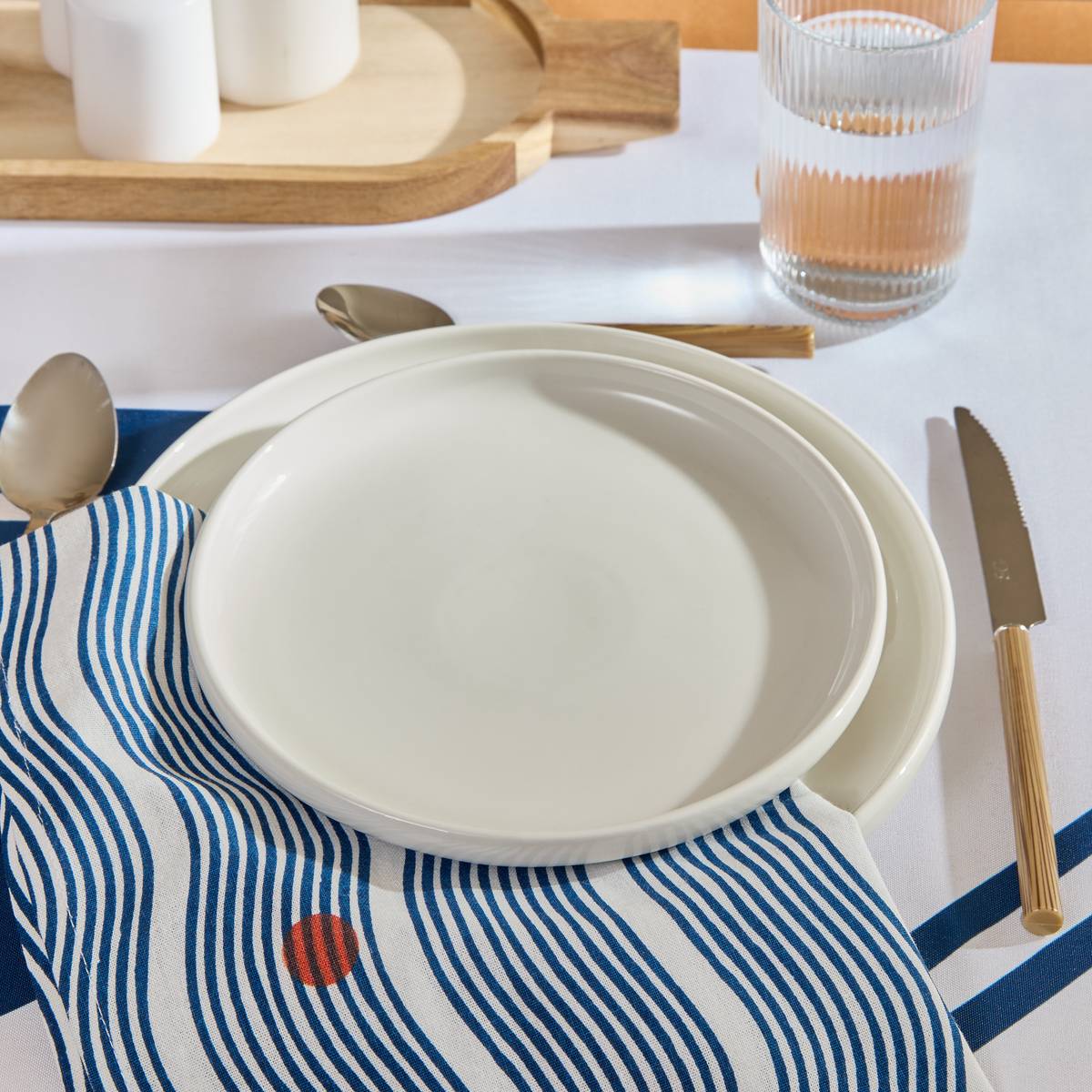 Set da 6 piatti da dessert "Nora" D.21 cm, Bianco Bianco