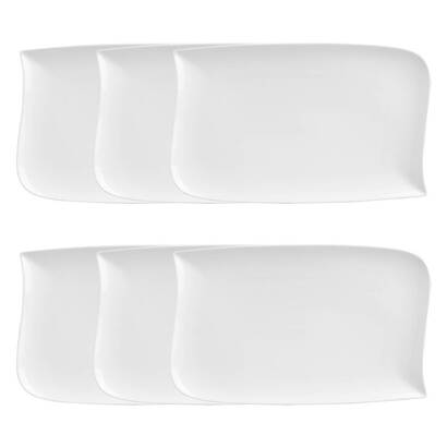 Set da 6 piatti piani "vague" 33x21 cm, bianco