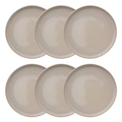 Set di 6 piatti piani "terra sconosciuta" d.26,7 cm, beige