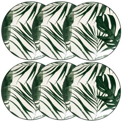 Set di 6 piatti fondi "palme" d.20,2 cm, nero