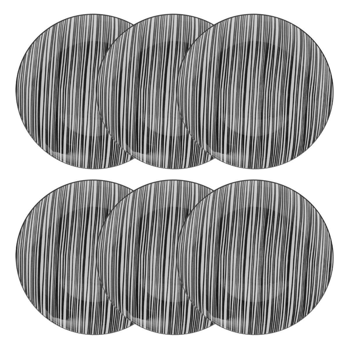 Set di 6 piatti da dessert "Bohemia" D.18,9 cm, Nero e Bianco Nero 1