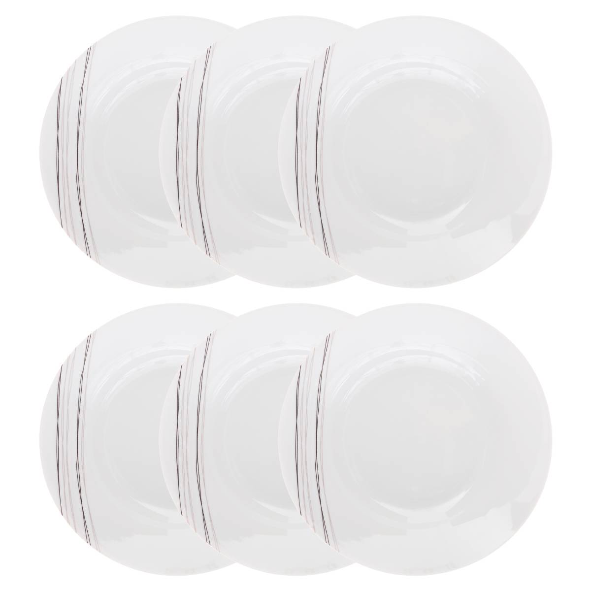 Set di 6 piatti fondi "Lignes" D.20,2 cm, Bianco Bianco
