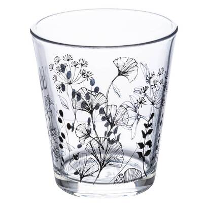 Set da 6 bicchieri bassi "white floral" 330 ml, trasparente