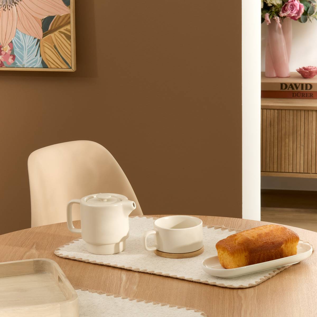 Teiera "Nature" 700 ml, gres (ceramica), Crema Crema