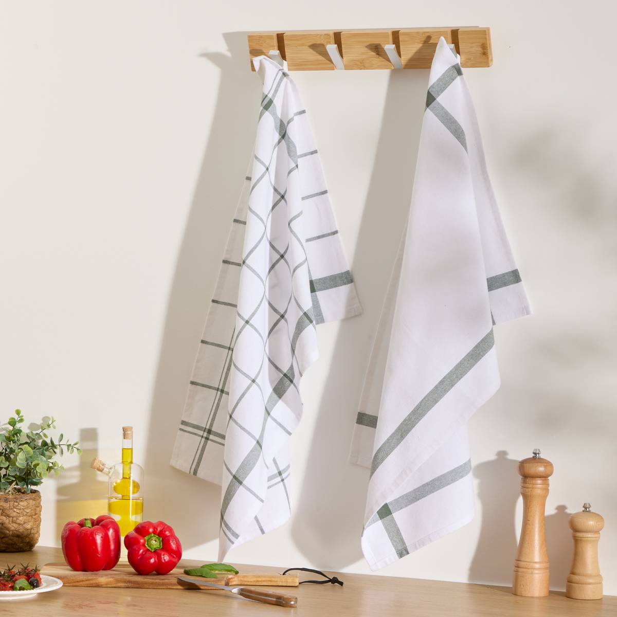 Set di 2 strofinacci "Tropical" Verde, 170 g/m2, 70x45 cm Verde