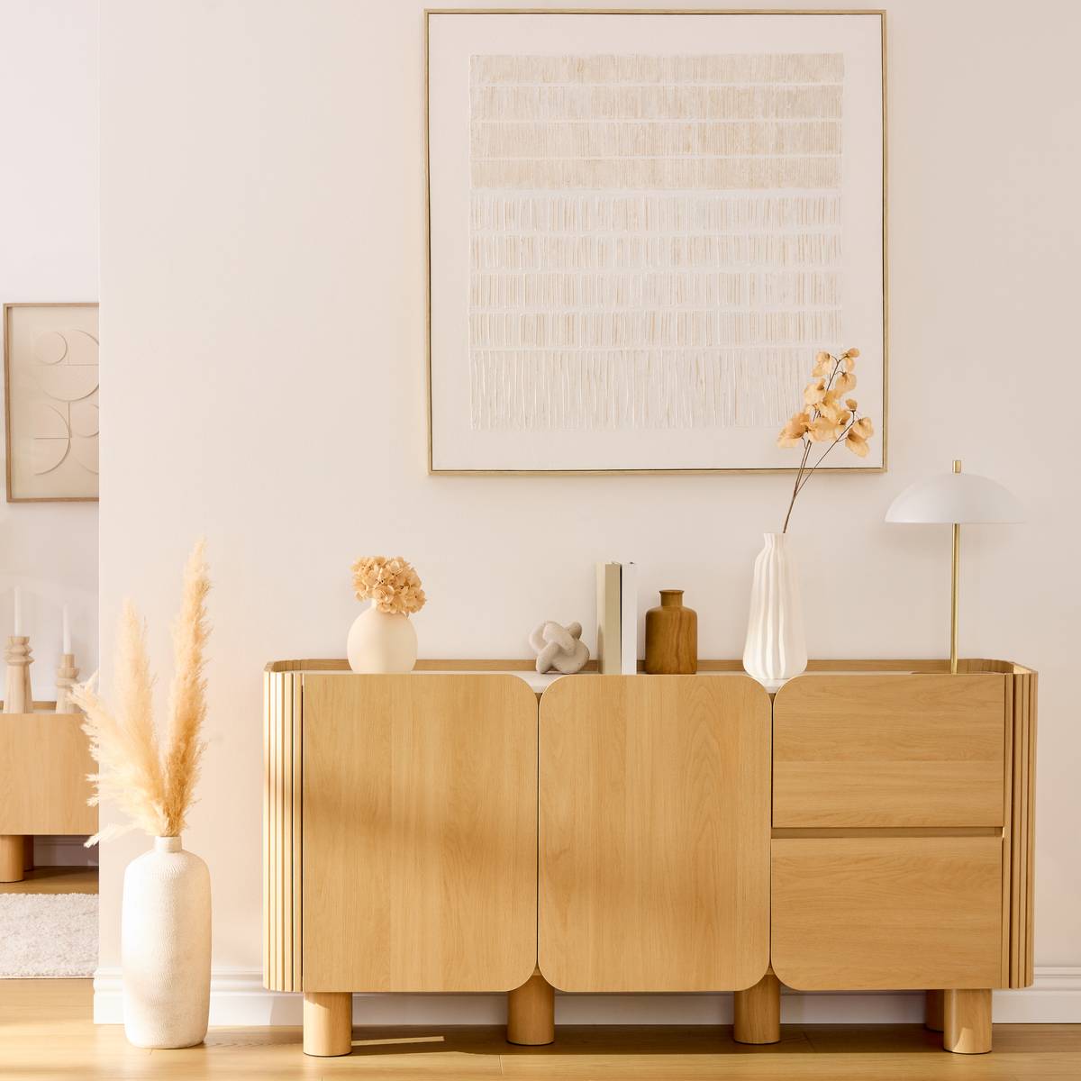 Credenza 2 ante 2 livelli "Homelya" Beige, 160,5x80,2 cm Beige