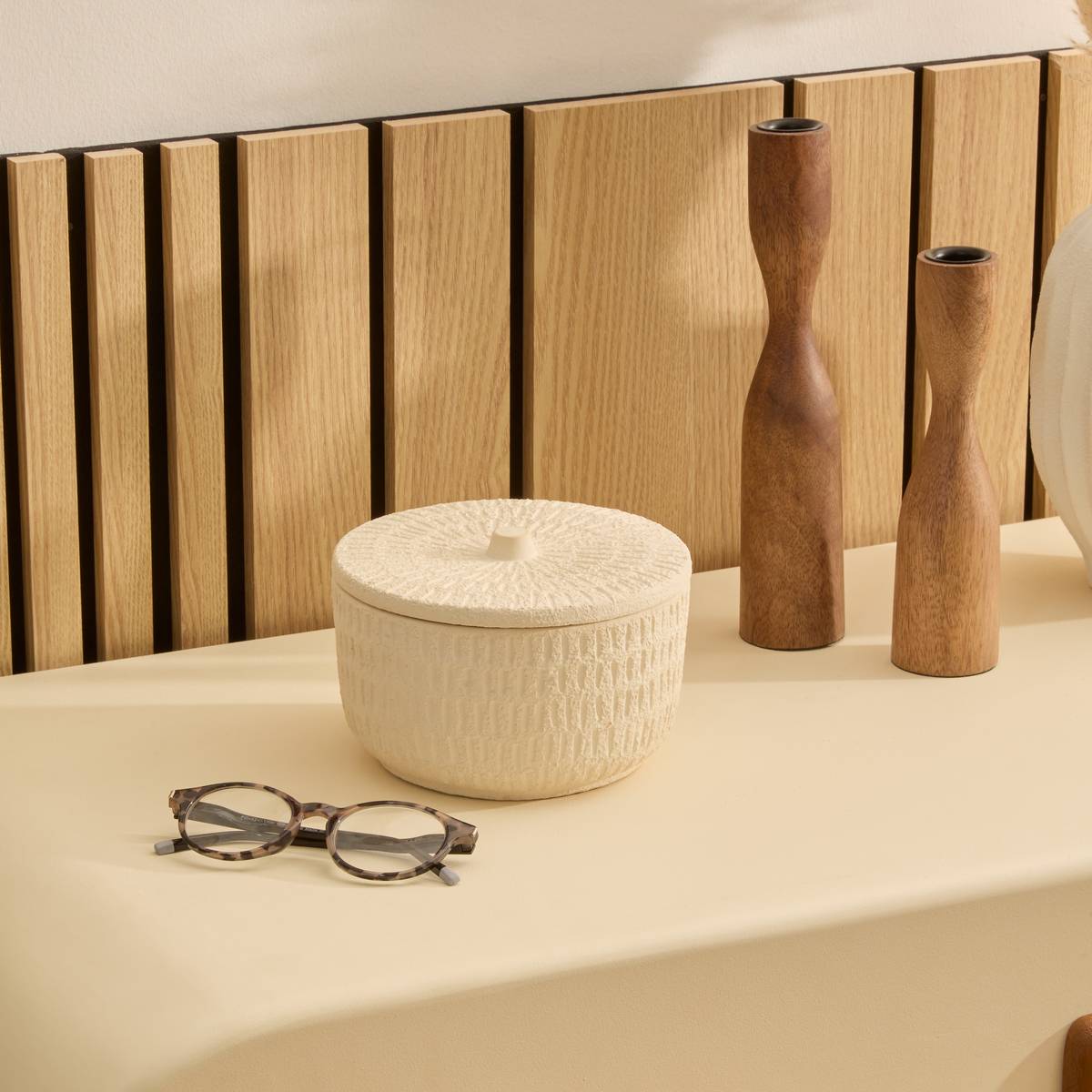 Scatola decorativa "Sien" Gres (ceramica) Bianco, D.15,5 cm Bianco