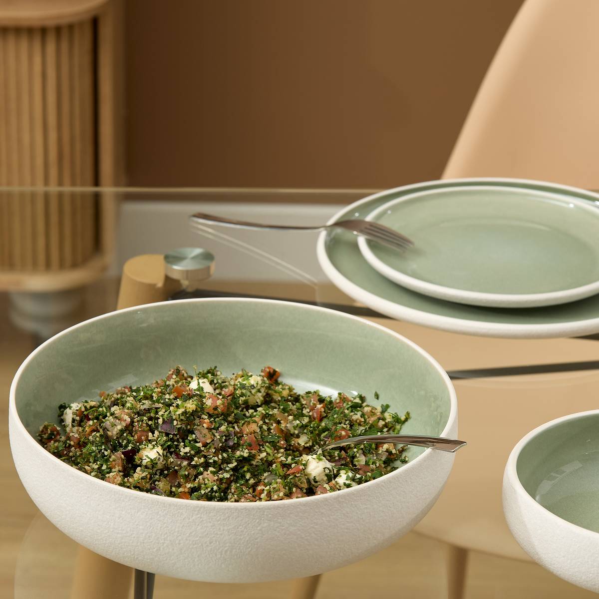 Insalatiera "Chiara" Gres (ceramica), 27,5x27,5 cm Verde
