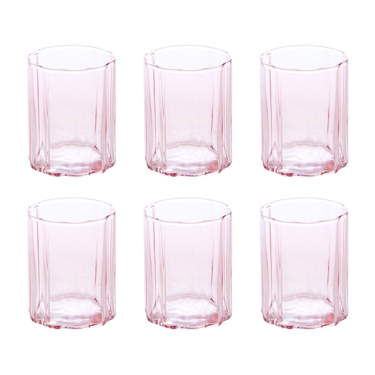 Set di 6 bicchieri bassi "Fiore di Rosa" 250 ml, vetro, Rosa Rosa