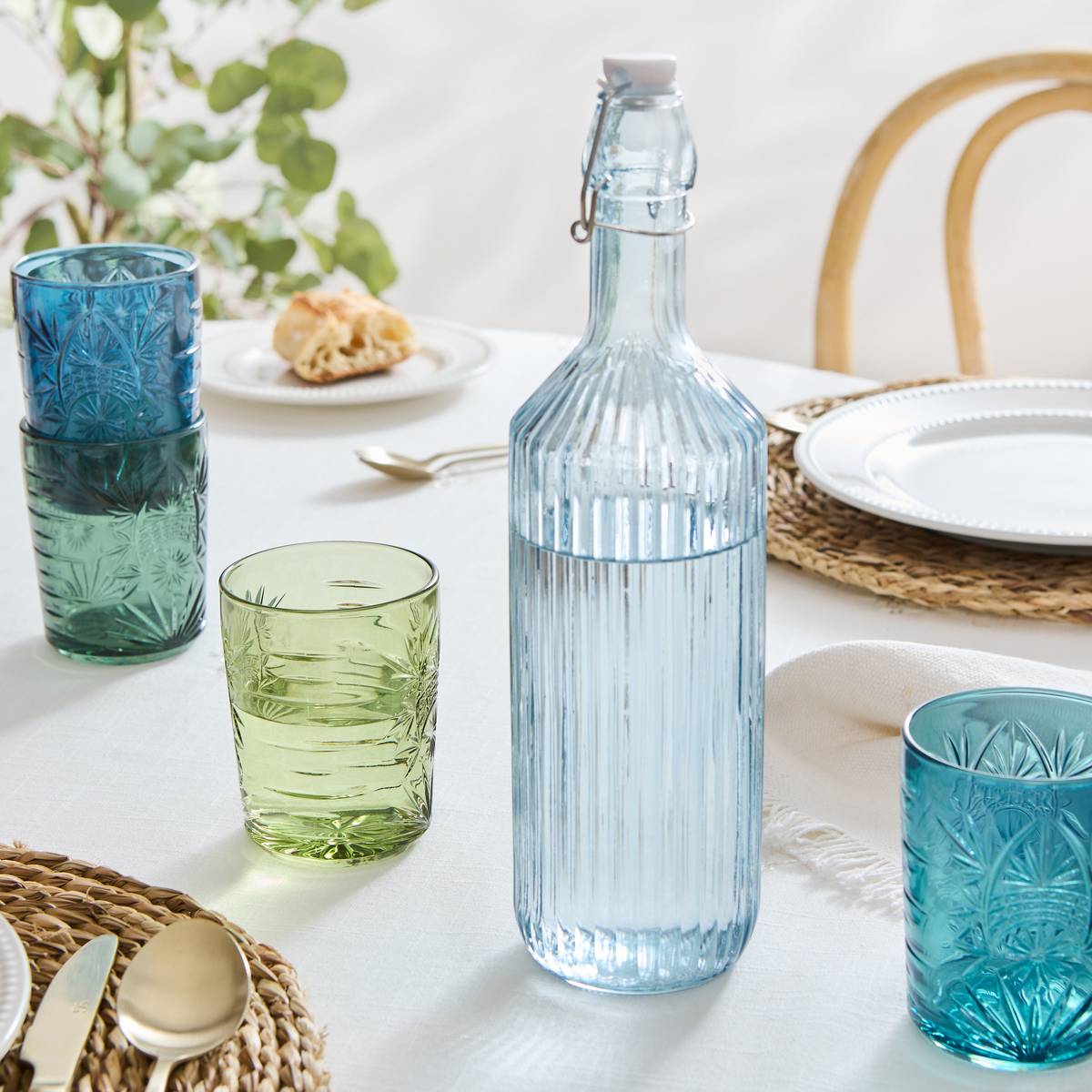 Set di 4 bicchieri bassi  "Ayla" 350 ml, vetro, Blu Blu