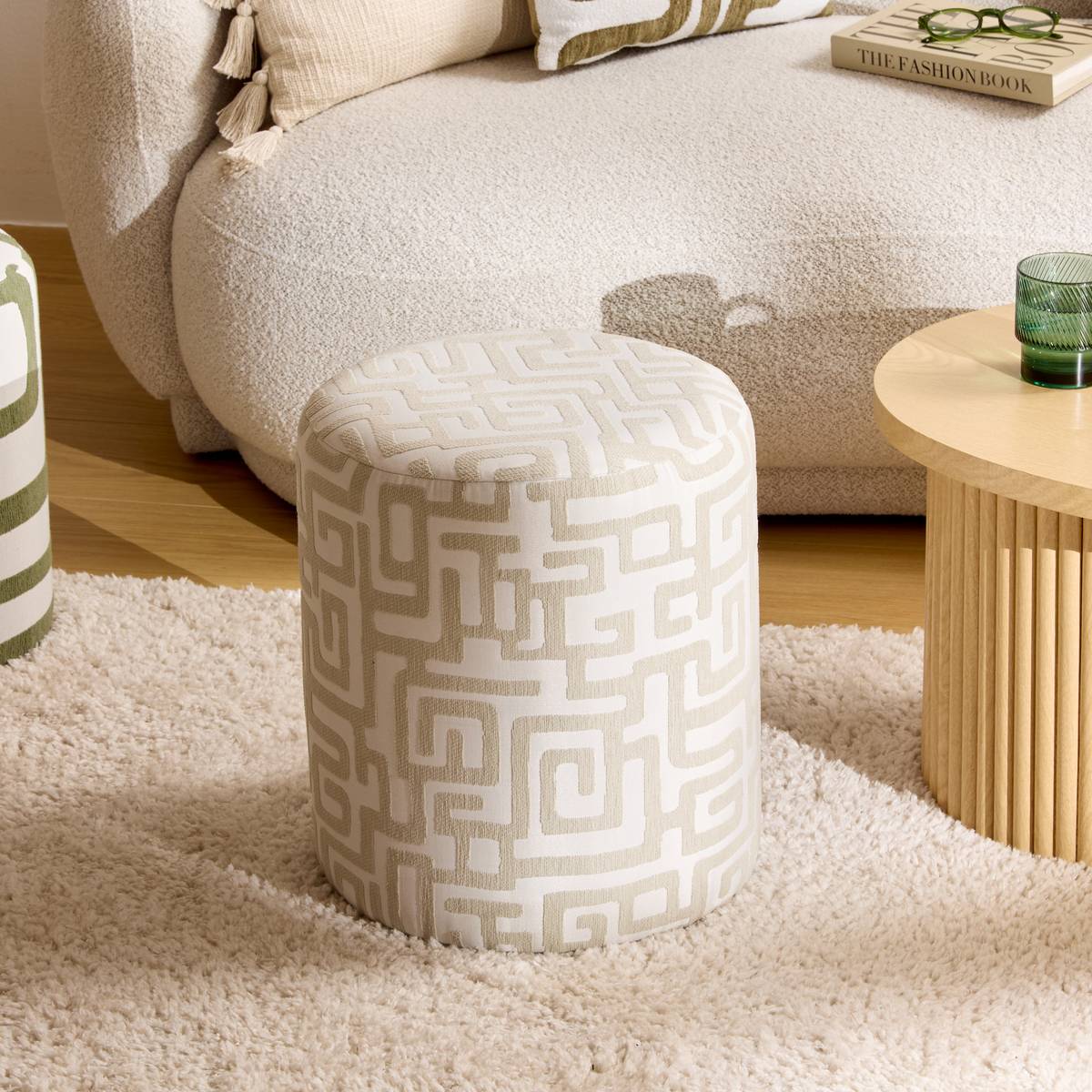 Pouf "Delor" Bianco Beige / Bianco