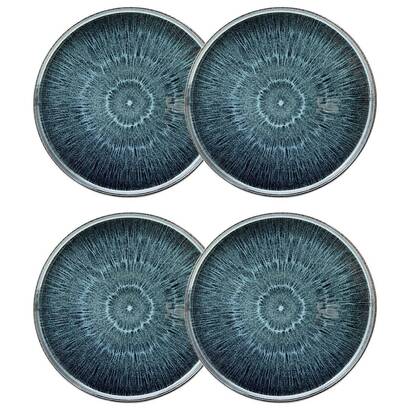 Set di 4 piatti da dessert "eva" ceramica, d.21,5 cm, blu