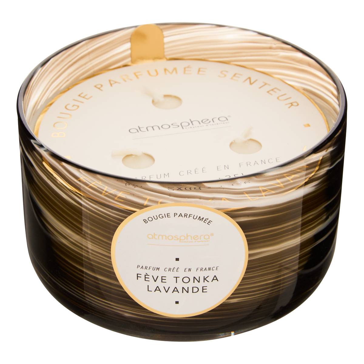 Candela Profumata Rotonda "Wavy" Profumo floreale, fava tonka e lavanda, 540g Fava tonka e lavanda