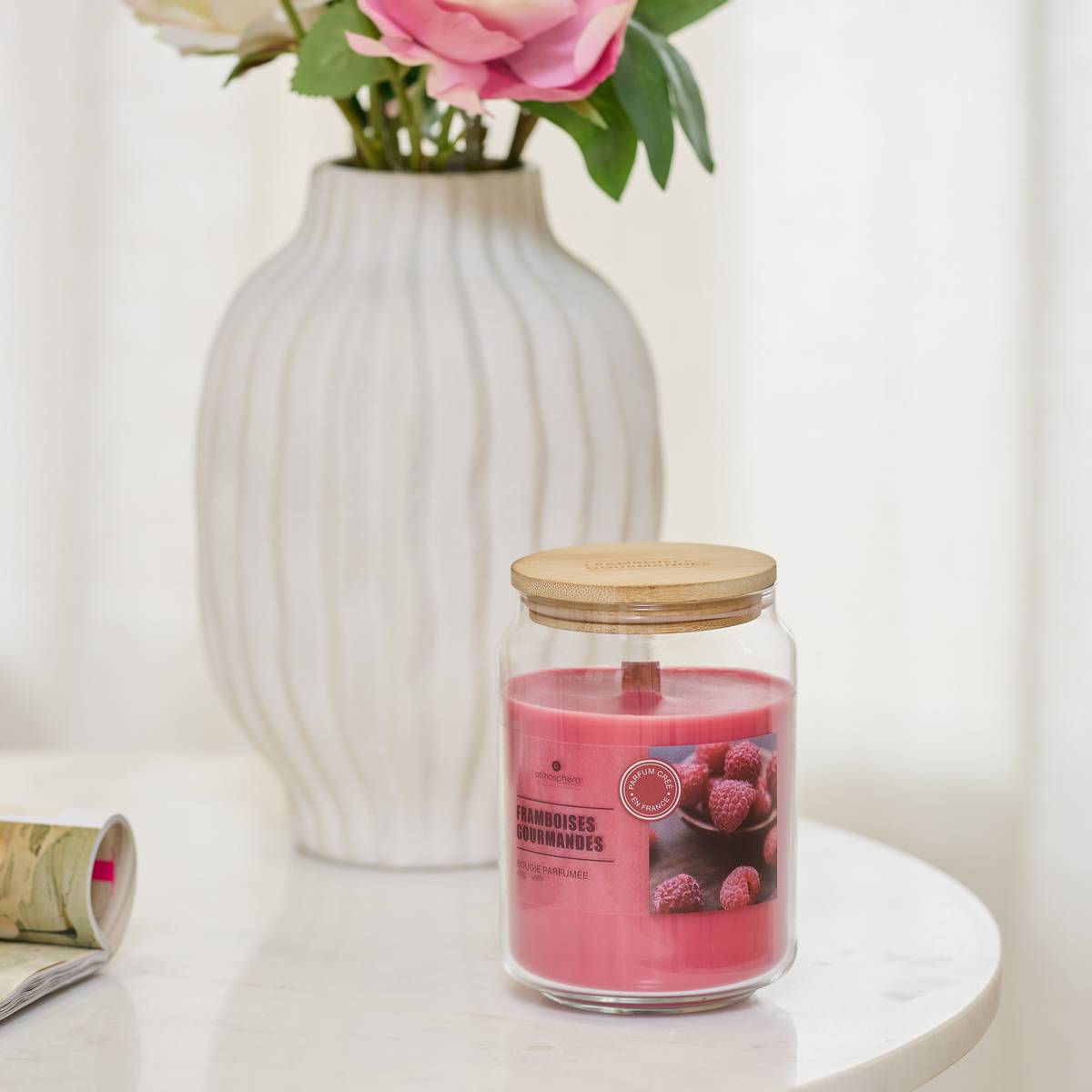 Candela profumata rotonda "Viky" Profumo fruttato, Lampone, 435g Lampone