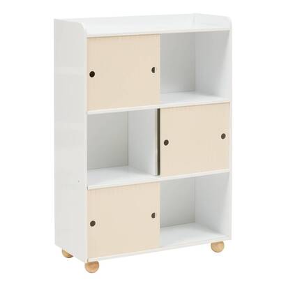 Mobile contenitore per bambini 3 ante 2 livelli "bouli" beige, 69,5x30 cm