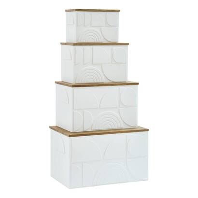 Set di 4 bauli 3d "catalina" bianco, 54x33 cm
