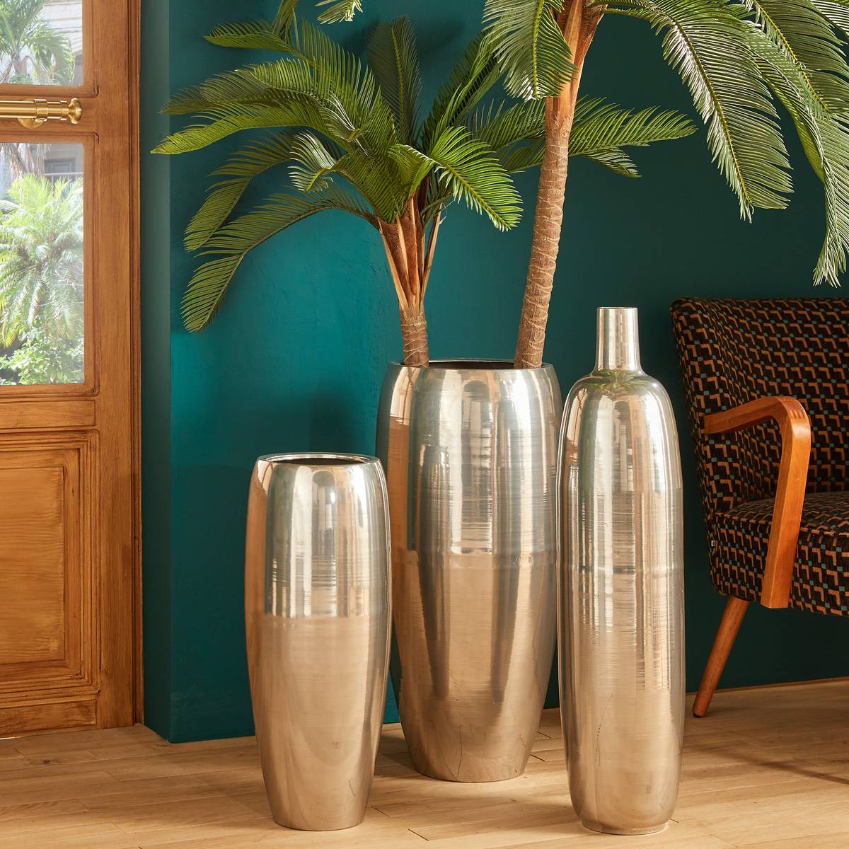 Copri vaso "Reso" Argento, H.70 cm Argento