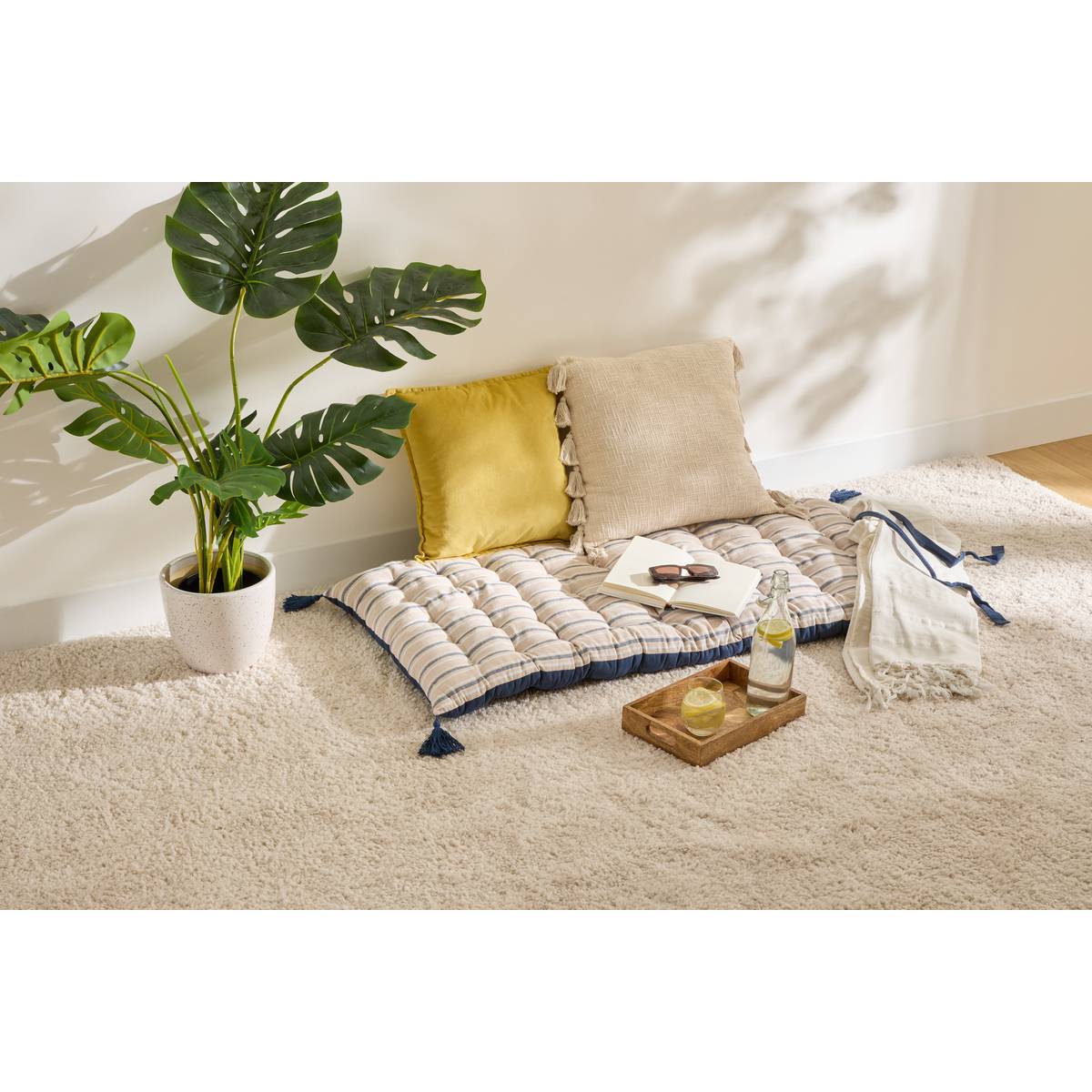 Cuscino da pavimento "Groove" Blu marino, 120x60 cm Blu marino